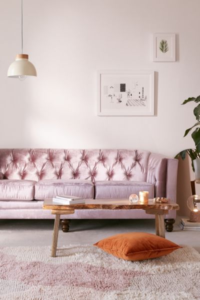 Urban Outfitters Graham Velvet Sofa In Lavender