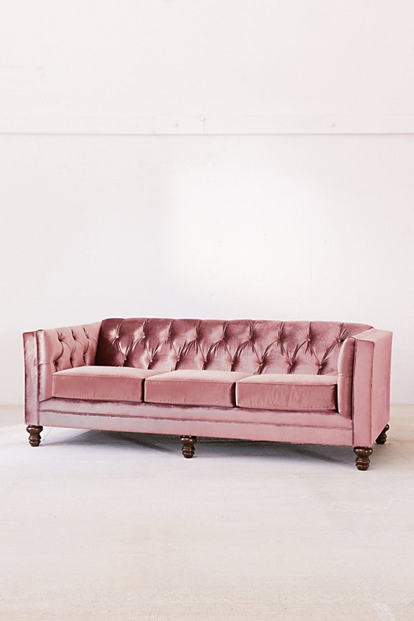 Urban Outfitters Graham Velvet Sofa In Rose