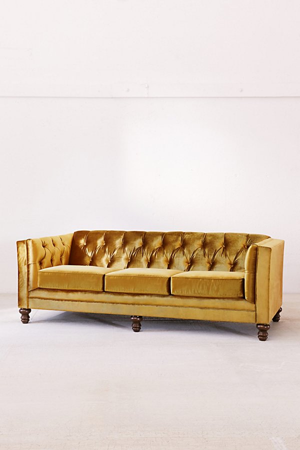 Urban Outfitters Graham Velvet Sofa In Gold