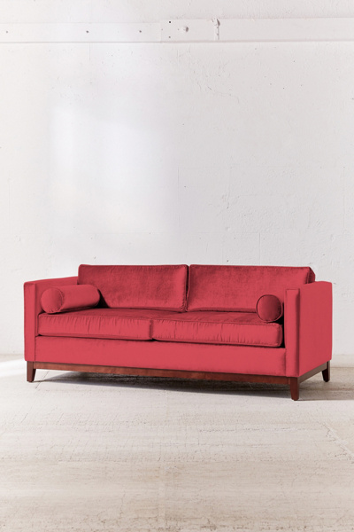 Urban Outfitters Piper Petite Velvet Sofa In Maroon