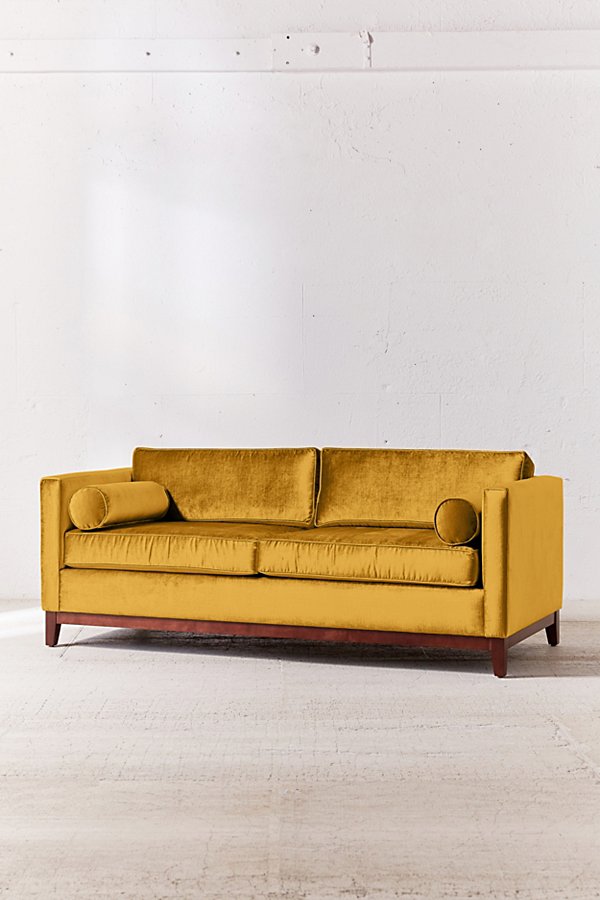 Urban Outfitters Piper Petite Velvet Sofa In Gold