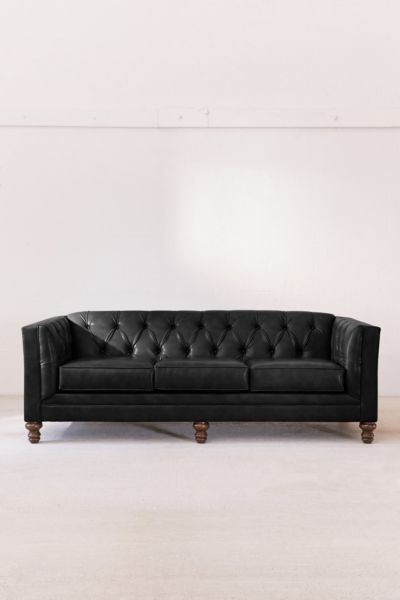 Urban Outfitters Graham Recycled Leather Sofa In Black