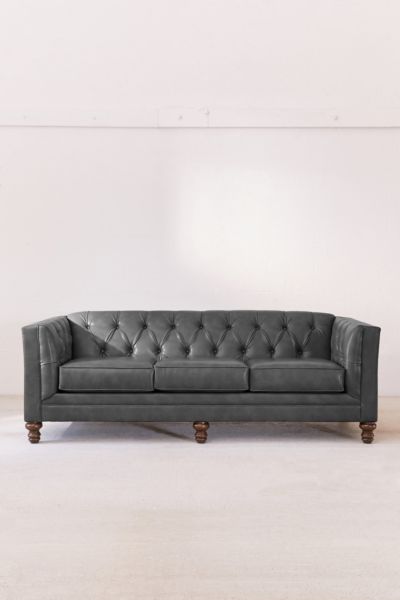Urban Outfitters Graham Recycled Leather Sofa In Dark Grey