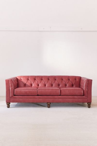 Urban Outfitters Graham Recycled Leather Sofa In Cranberry