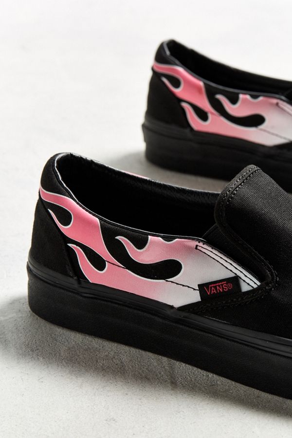 black slip on vans with flames black slip on vans with flames