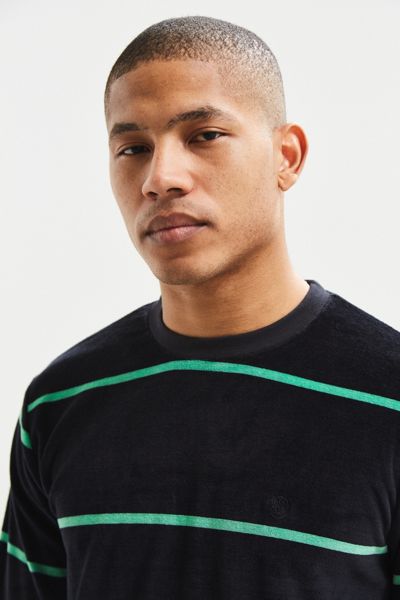 Stussy Striped Velour Crew Neck Sweatshirt