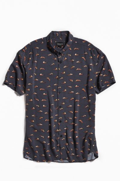 Barney Cools Pizza Rayon Short Sleeve Button-Down Shirt | Urban Outfitters