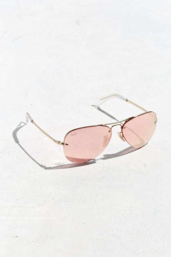 Ray Ban Rimless Aviator Sunglasses Urban Outfitters 3002