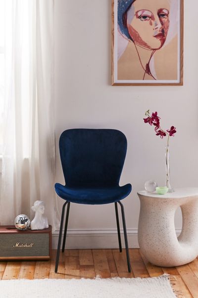 Urban Outfitters Rosa Velvet Dining Chair In Blue