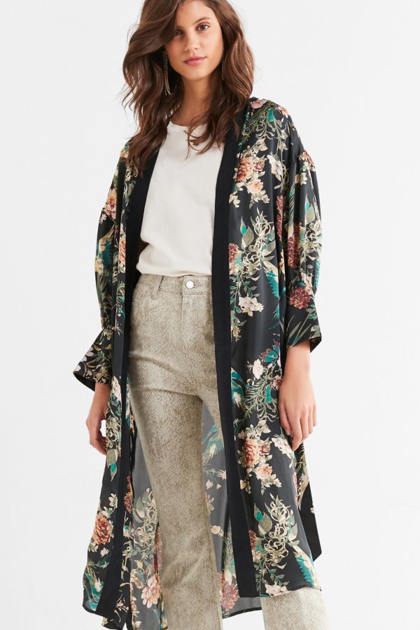 Cinched Sleeve Floral Kimono | Urban Outfitters