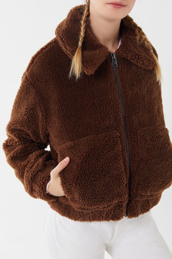 UO Cropped Teddy Jacket Urban Outfitters