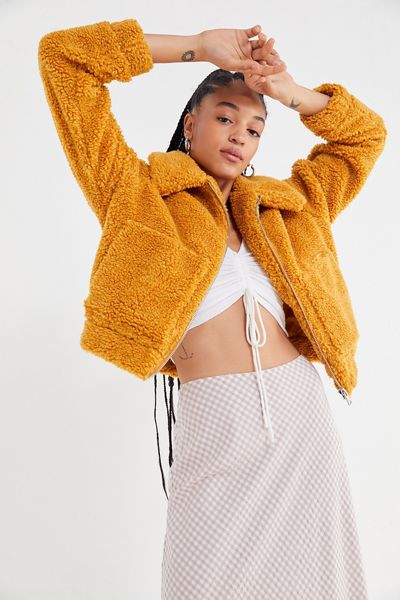 UO Cropped Teddy Jacket