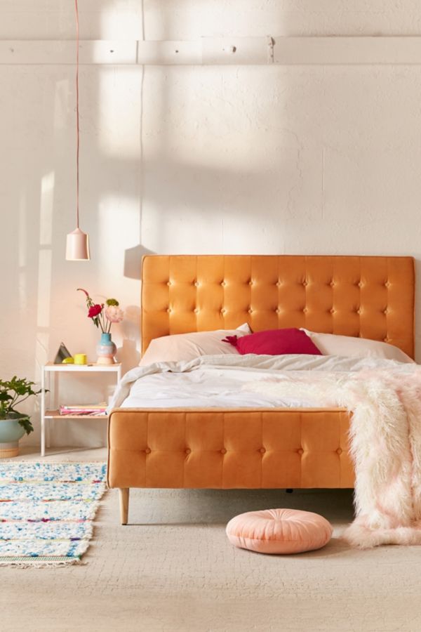 Layla Velvet Upholstered Bed Frame Urban Outfitters