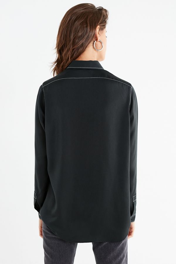 UO Contrast Stitch Button-Down Top | Urban Outfitters