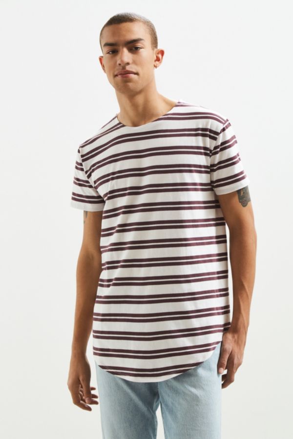 UO Echo Stripe Scoop Neck Curved Hem Tee | Urban Outfitters