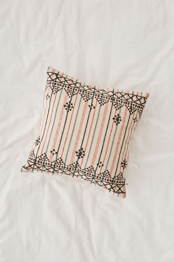 Slide View: 1: Mina Embroidered Lurex Stripe Pillow