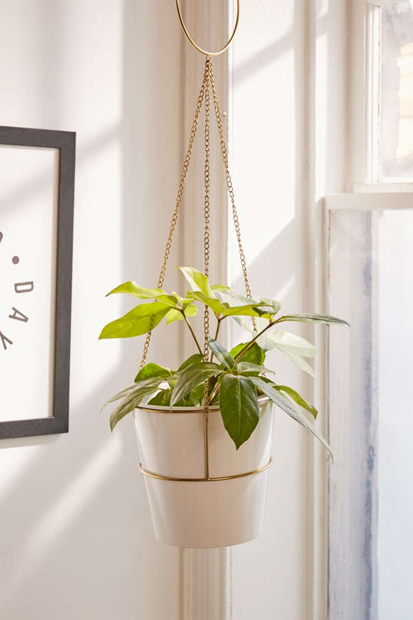 Slide View: 1: Meredith Metal Planter + Hanger Set