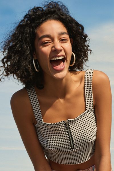 TWIIN Victory Checkered Cropped Top | Urban Outfitters