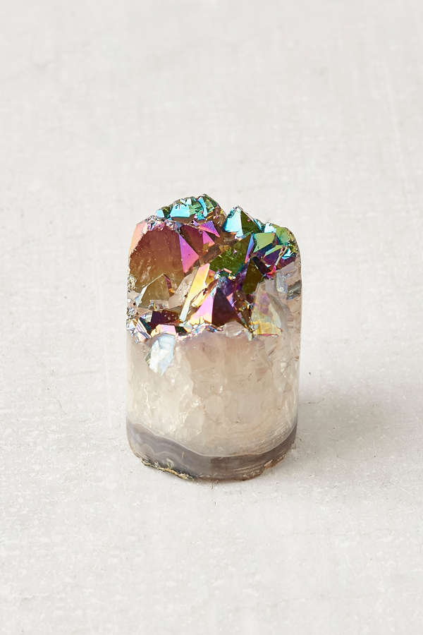 Rainbow Aura Quartz Crystal Sculpture