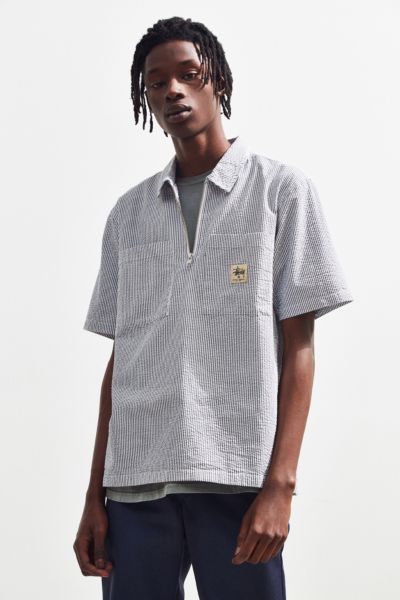 Stussy Stripe Seersucker Short Sleeve Half-Zip Shirt | Urban Outfitters