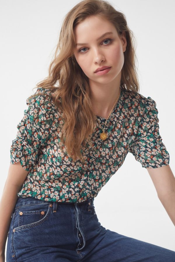 UO Ruched Short Sleeve Blouse Urban Outfitters Canada