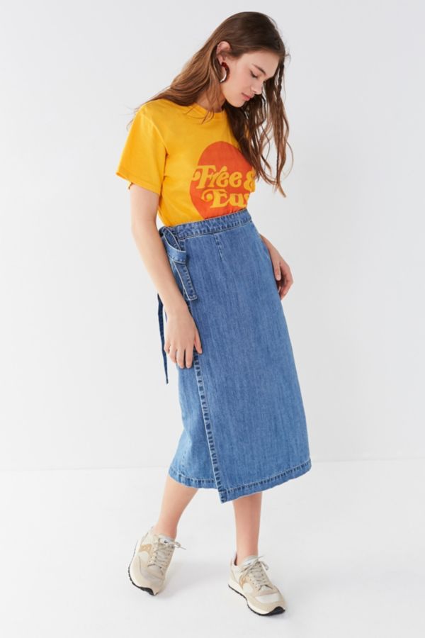 LF Markey Denim Wrap Midi Skirt | Urban Outfitters