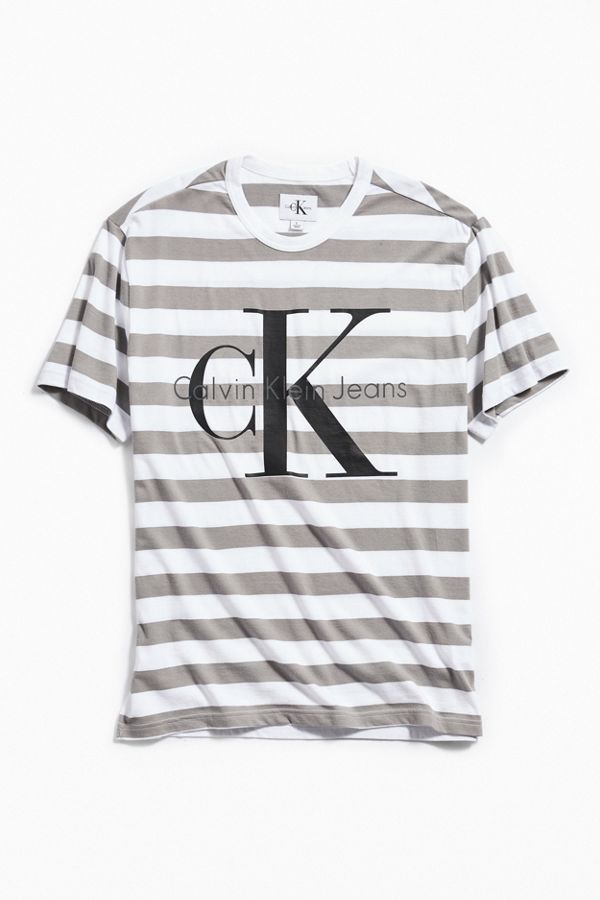 Calvin Klein Logo Striped Tee | Urban Outfitters