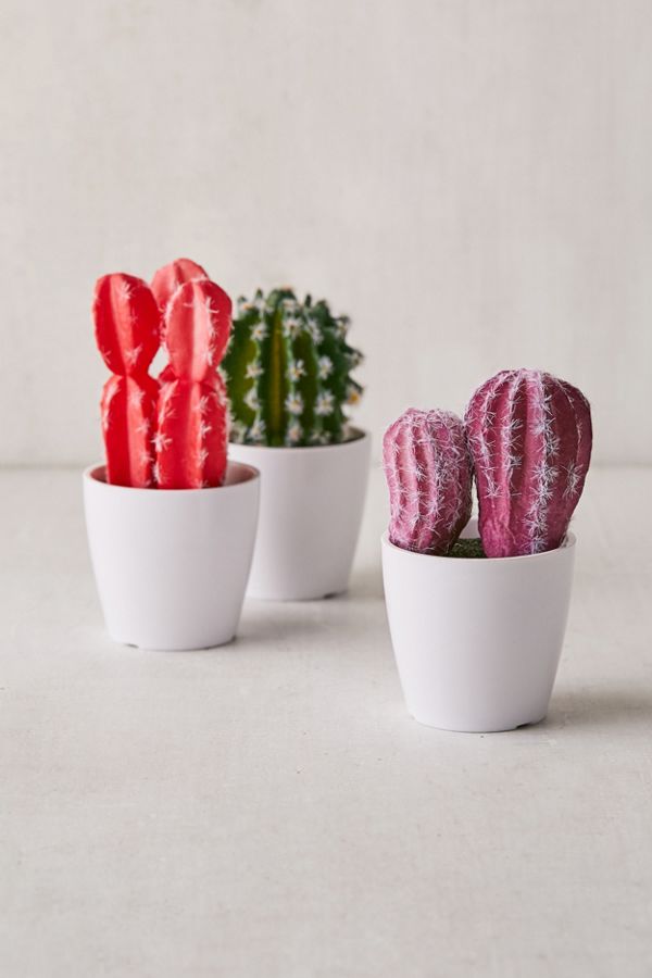 Slide View: 1: Potted Faux 3” Cactus
