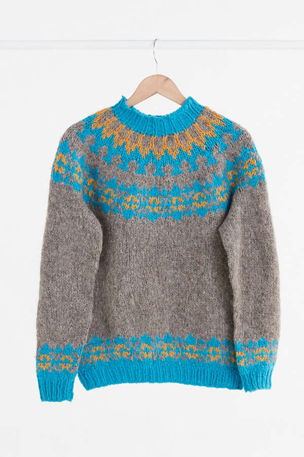 Vintage Grey   Blue Fair Isle Ski Sweater | Urban Outfitters Canada