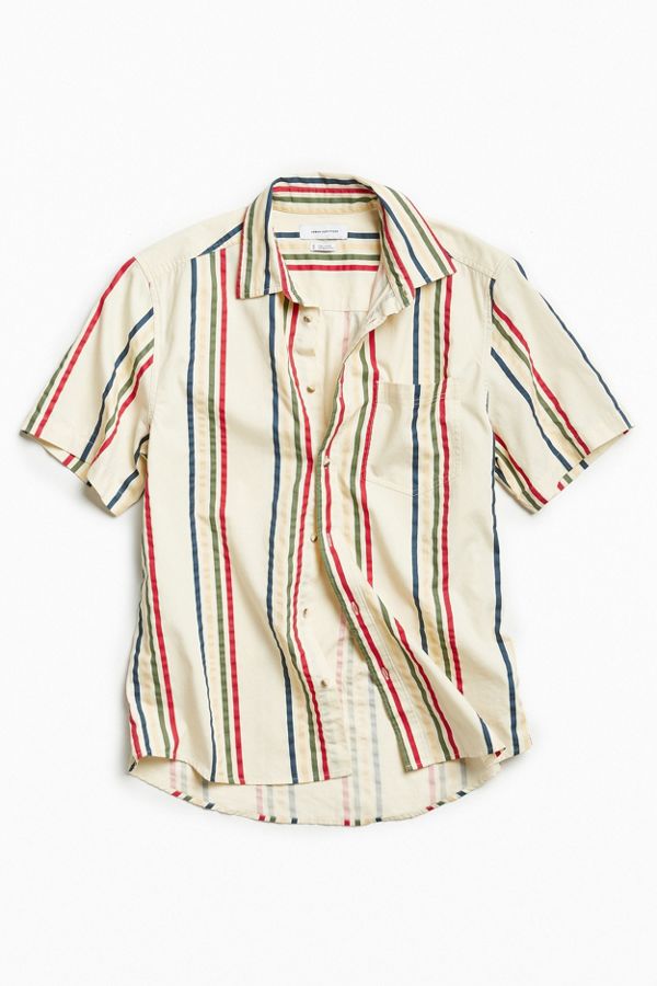 UO ‘90s Vertical Stripe Short Sleeve Button-Down Shirt | Urban Outfitters