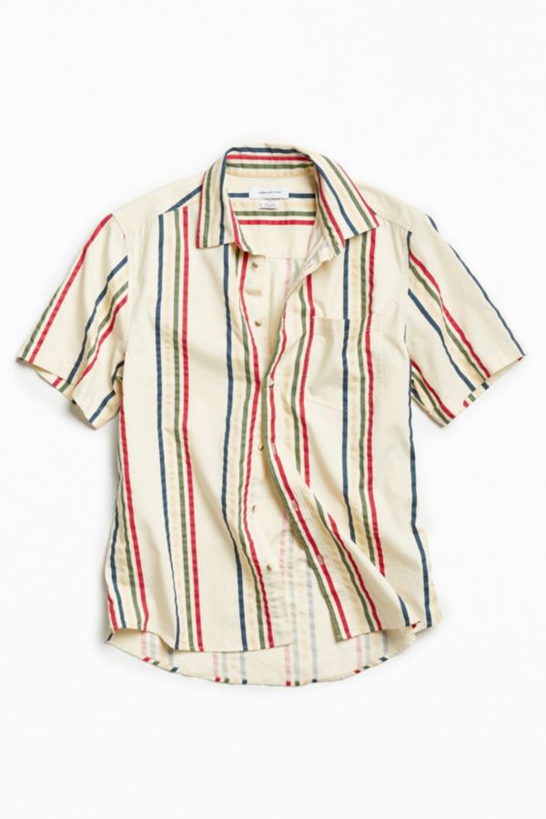 UO ‘90s Vertical Stripe Short Sleeve Button-Down Shirt | Urban Outfitters