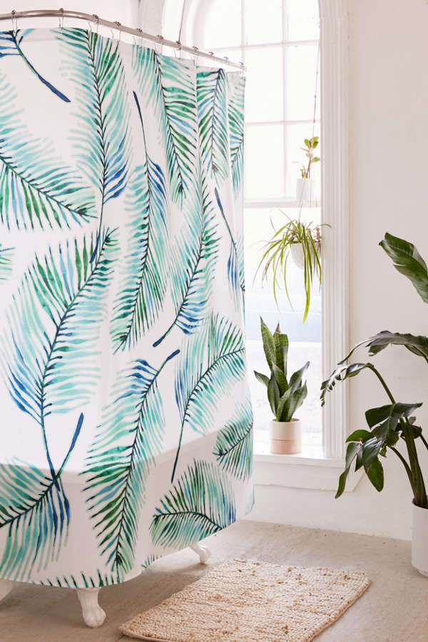 Slide View: 1: 83 Oranges For Deny Watercolor Palms Shower Curtain