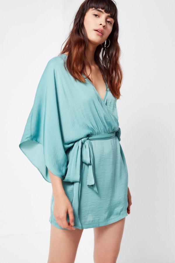 UO Serene Satin Dolman Wrap Dress | Urban Outfitters