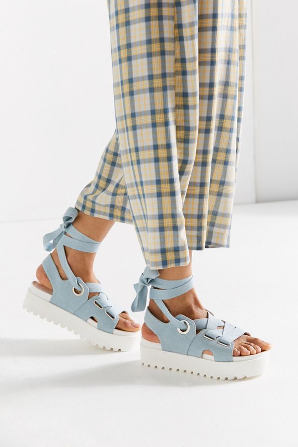 Denim Ribbon LaceUp Platform Sandal Urban Outfitters