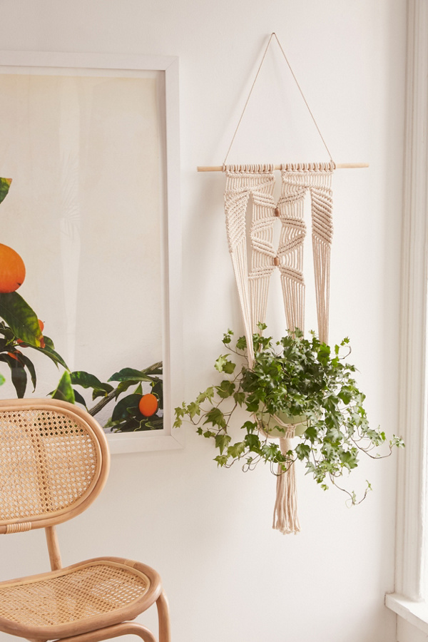 Large Macramé Hanging Wall Planter Urban Outfitters