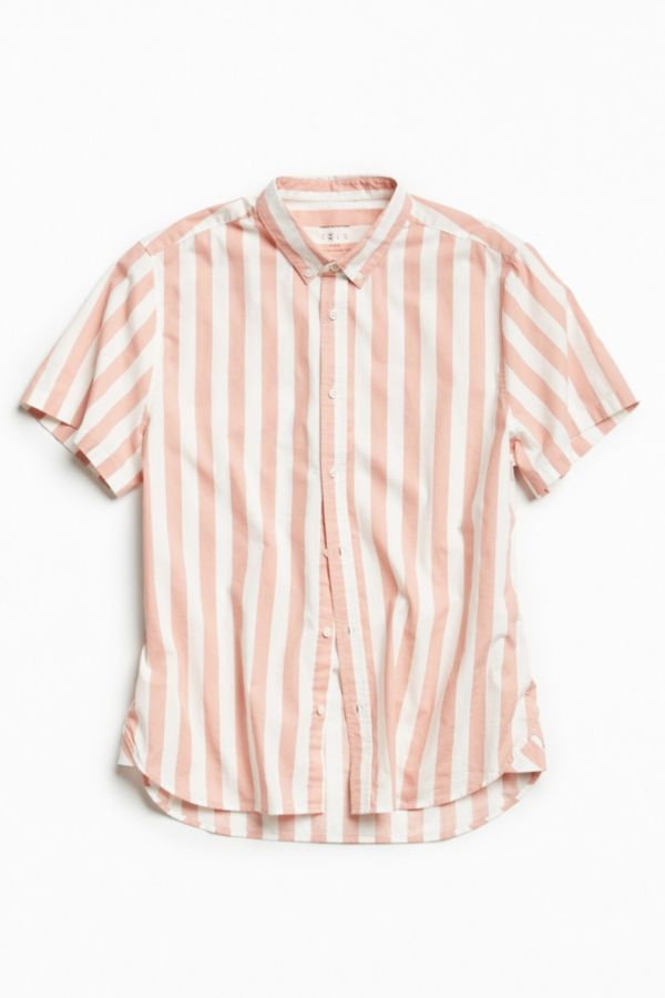 UO Preppy Stripe Short Sleeve Button-Down Shirt | Urban Outfitters