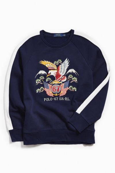 Polo Ralph Lauren Embroidered Crest Fleece Crew Neck Sweatshirt | Urban ...