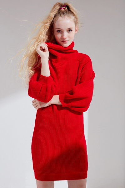 red sweater dress