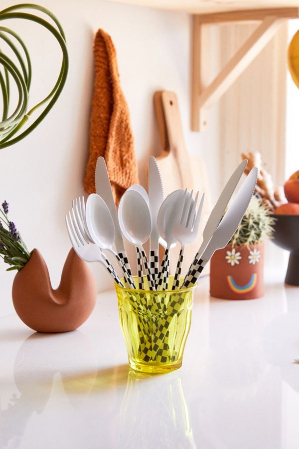 Slide View: 1: 12-Piece Checkered Flatware Set
