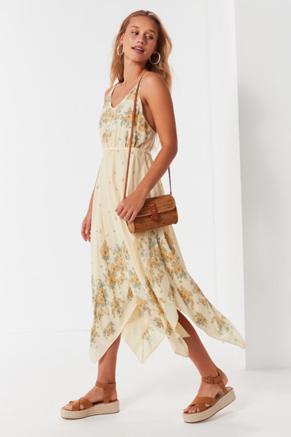 UO Floral Handkerchief Midi Dress Urban Outfitters
