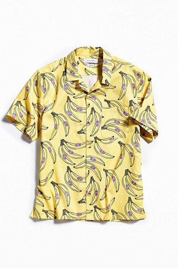Urban Outfitters Uo Banana Short Sleeve Button-down Shirt In Yellow