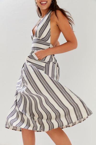 UO Betsey Linen Halter Midi Dress