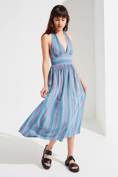 UO Betsey Linen Halter Midi Dress