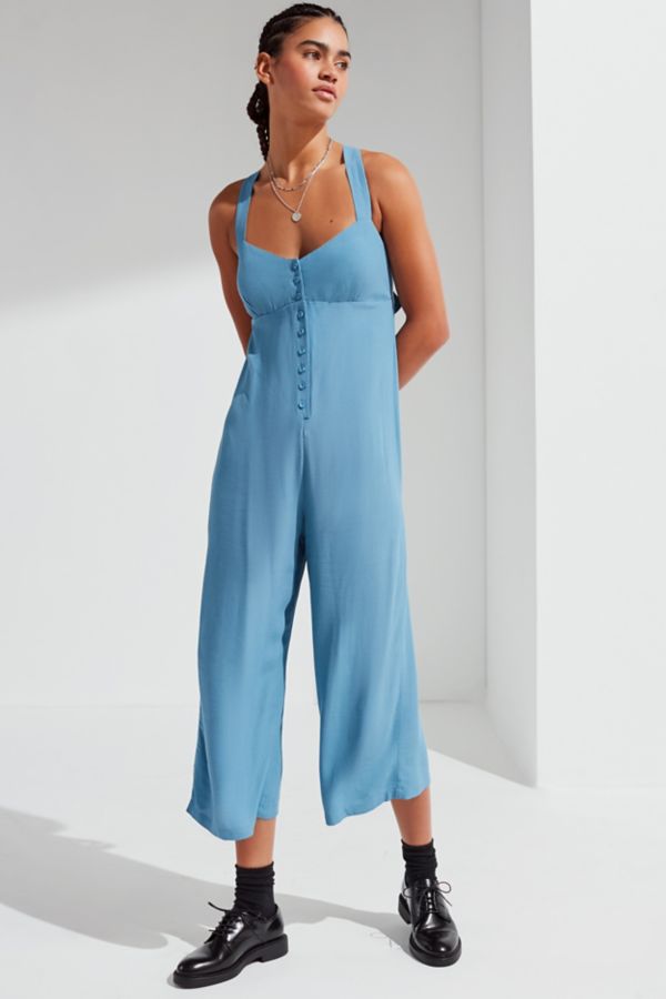 UO Asher Empire Waist Button-Down Jumpsuit | Urban Outfitters