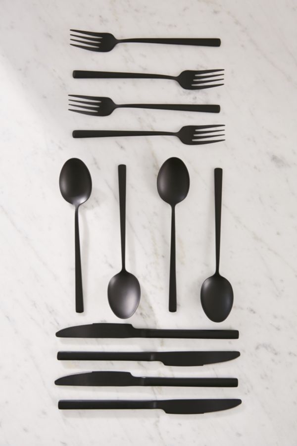 Slide View: 2: 12-Piece Matte Black Flatware Set