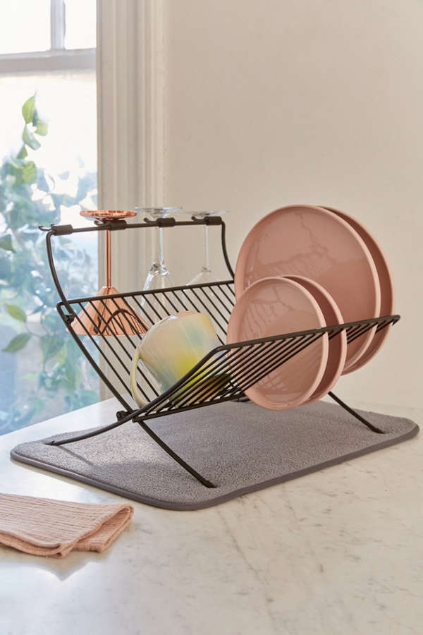 Slide View: 1: Umbra Xdry Folding Dish Rack + Mat
