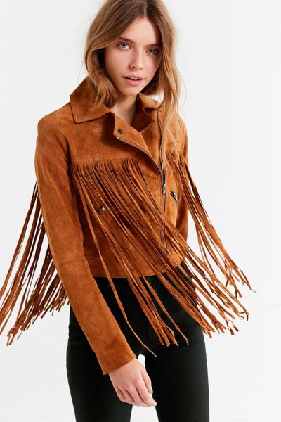 UO Suede Moto Fringe Jacket | Urban Outfitters