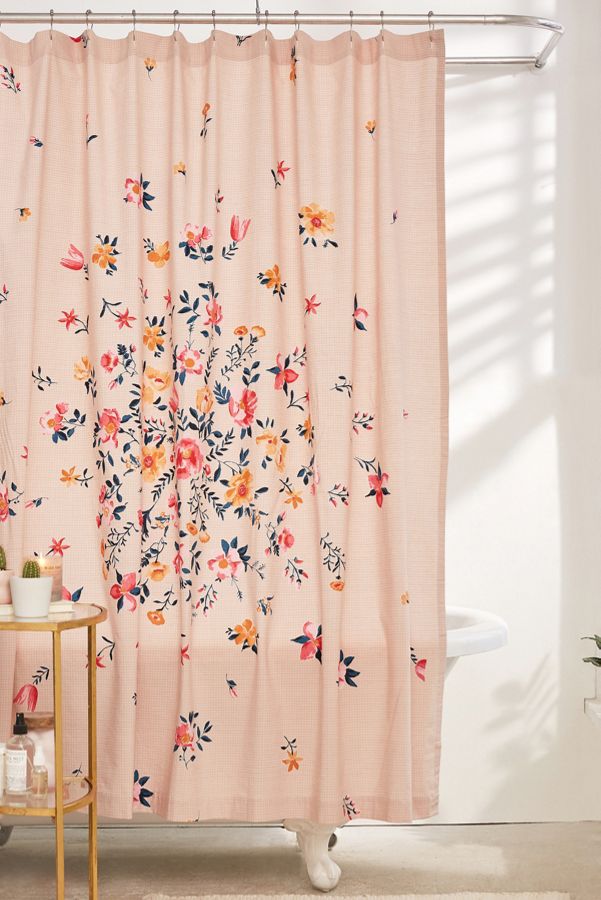 Slide View: 1: Bouquet Check Shower Curtain