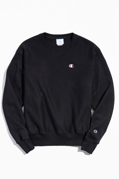 Champion Reverse Weave Fleece Crew Neck Sweatshirt In Black