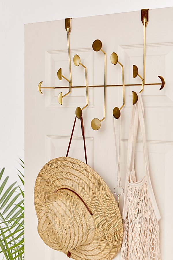 Urban Outfitters Moon Phase Metal Over-the-door Multi-hook In Gold